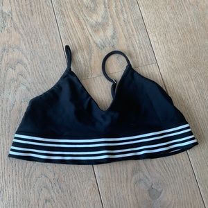 Mikoh black top with striped lining at bottom